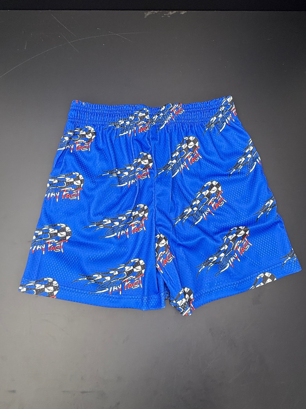 Eric Emanuel Royal Blue Soccer-Print Mesh Shorts with Red EE Patch - Picture 2 of 4